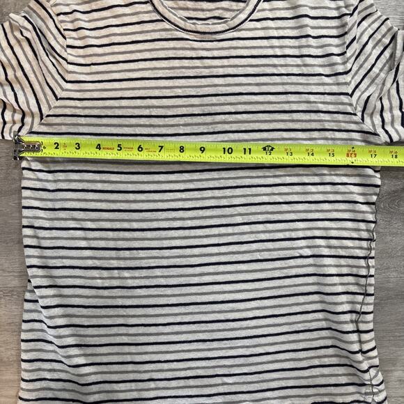 Club Monaco 100% Linen Striped Long Sleeve Tee Round Neck Stretch Thin Medium - Picture 3 of 7